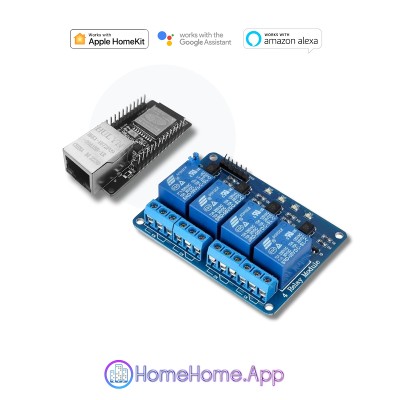 Apple HomeKit, Google Home, Alexa Compatible Ethernet 4x Relay Switch - Görsel 2