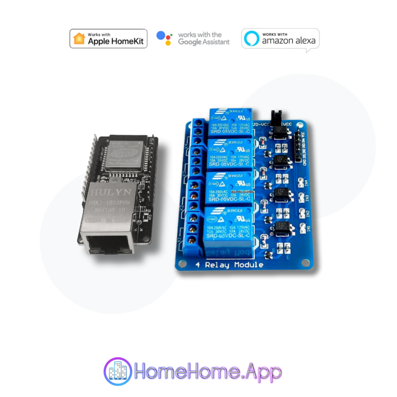 Apple HomeKit, Google Home, Alexa Compatible Ethernet 4x Relay Switch - Görsel 3