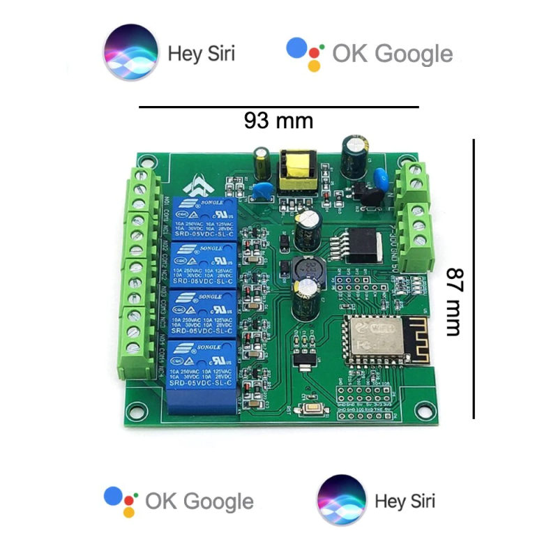 WiFi 4 Channel Dry Contact For Apple HomeKit Switch Google Home V2 - Görsel 2