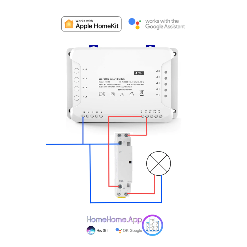 4CH R3 Relay Smart Home For Apple HomeKit WiFi Google Assistant Voice Din Rail - Görsel 3
