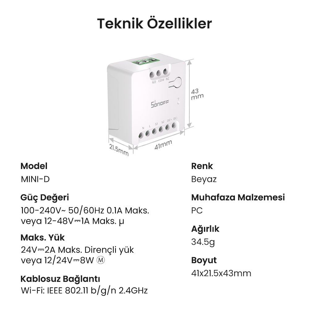SONOFF Mini-D Matter Kuru Kontak Akıllı Röle